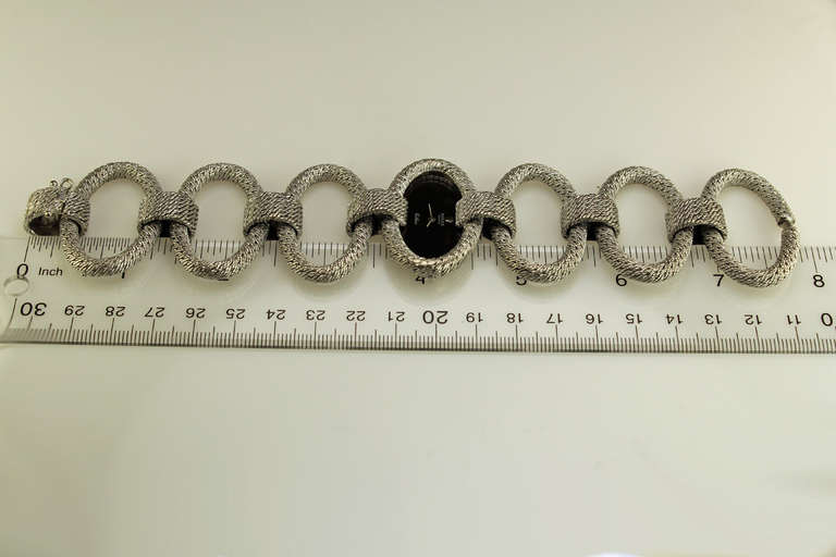Rolex Lady's White Gold Cellini Bracelet Watch with Large Links circa 1970s 5