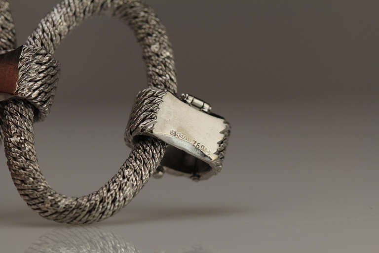 Rolex Lady's White Gold Cellini Bracelet Watch with Large Links circa 1970s 1