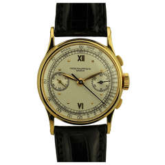 Vintage Patek Philippe Yellow Gold Chronograph Wristwatch Ref 130