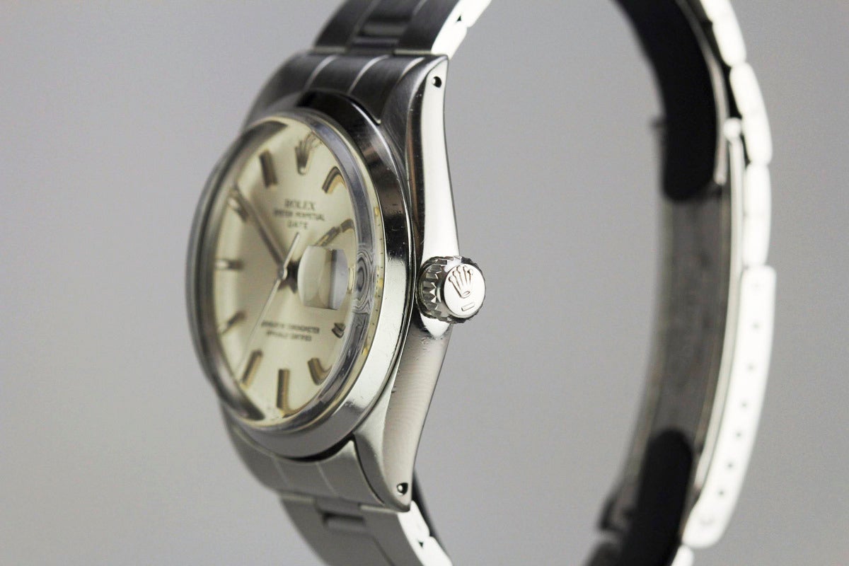Rolex Stainless Steel Oyster Perpetual Date Wristwatch Ref 1500 In Excellent Condition In Miami Beach, FL
