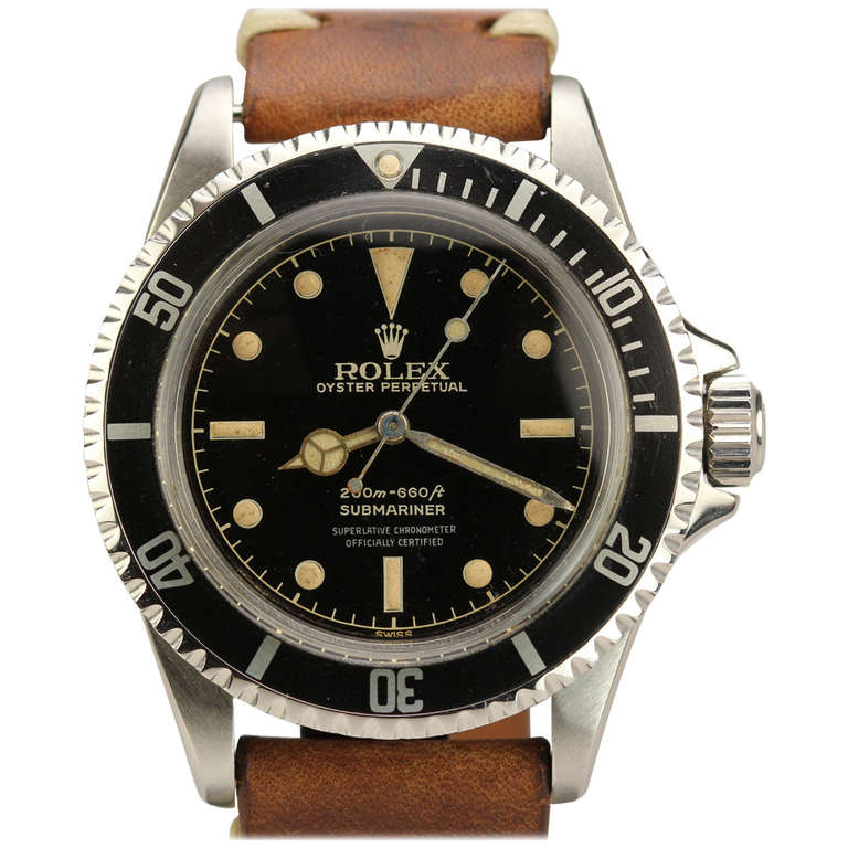 Rolex Stainless Steel Submariner Wristwatch with Gilt Dial Ref 5512 circa 1962