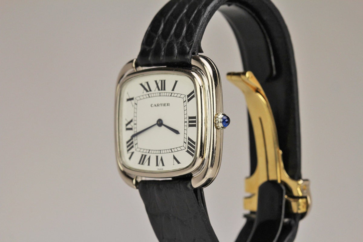 Women's or Men's Cartier White Gold TV Screen Wristwatch
