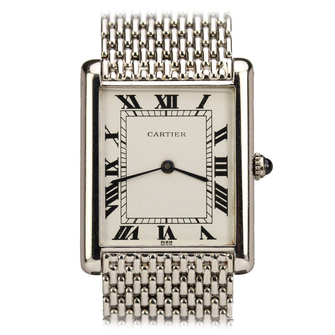 Cartier White Gold Jumbo Automatic Tank Wristwatch