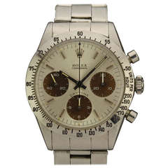 Rolex Stainless Steel Daytona Wristwatch Ref 6262 circa 1960s with Tropical Subs