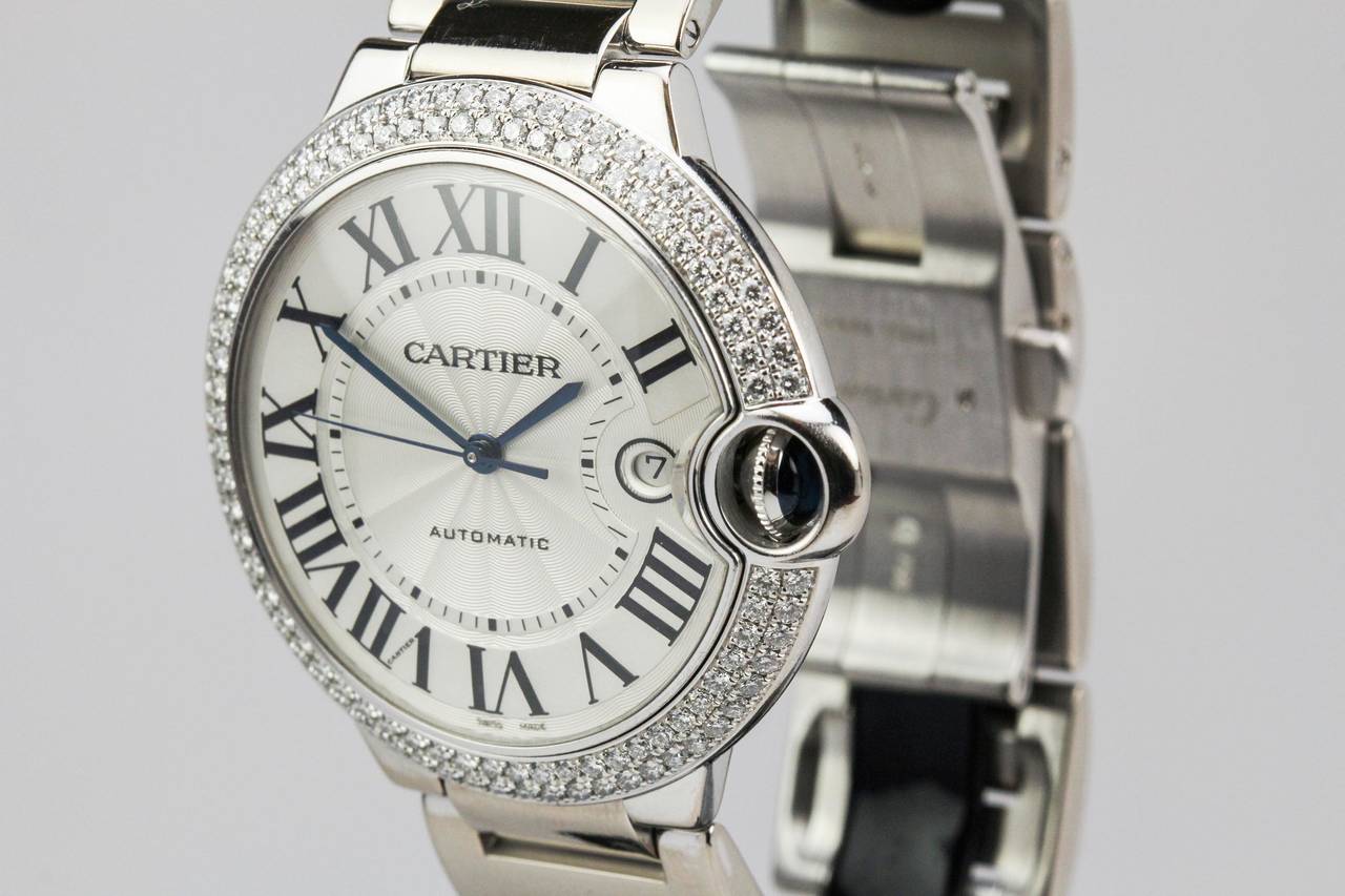 Cartier White Gold Diamond Ballon Bleu Wristwatch In Excellent Condition In Miami Beach, FL