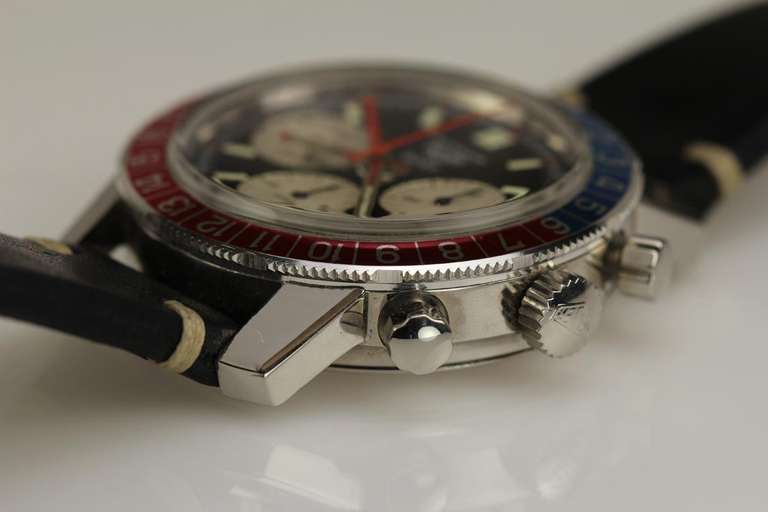 Heuer Stainless Steel Autavia GMT Chronograph Wristwatch circa 1960s 2