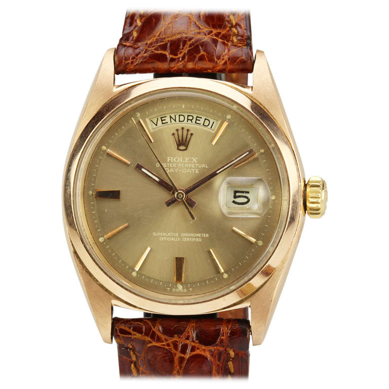 Rolex Rose Gold Day-Date Wristwatch Ref 1802 circa 1966