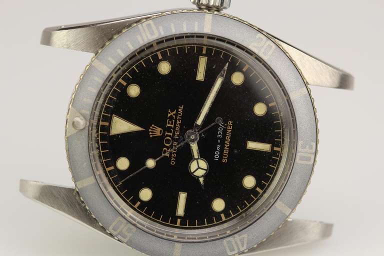 Rolex Stainless Steel Submariner James Bond Wristwatch Ref 5508 circa 1958 In Excellent Condition In Miami Beach, FL