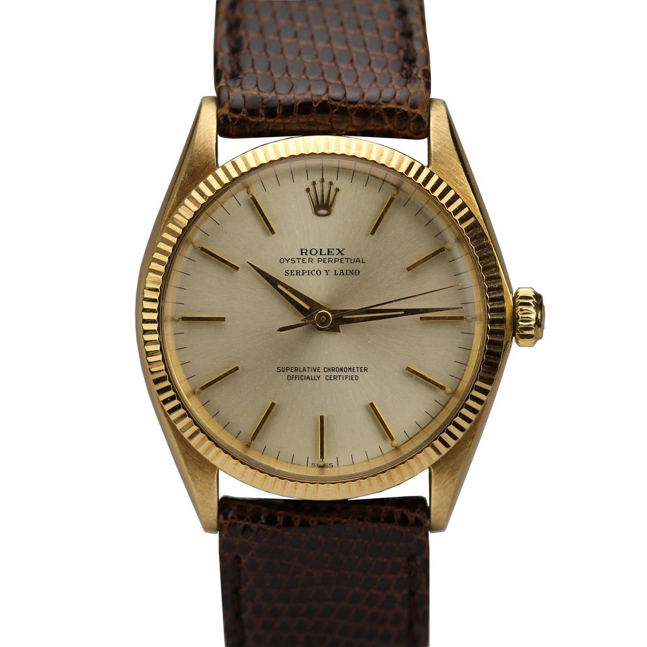 Rolex Yellow Gold Oyster Perpetual " Serpico Y Laino" Wristwatch Ref 1005