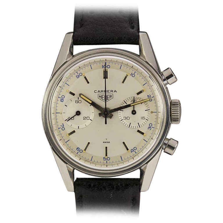 Heuer Carrera Stainless Steel Chronograph Wristwatch circa 1960s