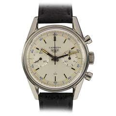 Retro Heuer Carrera Stainless Steel Chronograph Wristwatch circa 1960s
