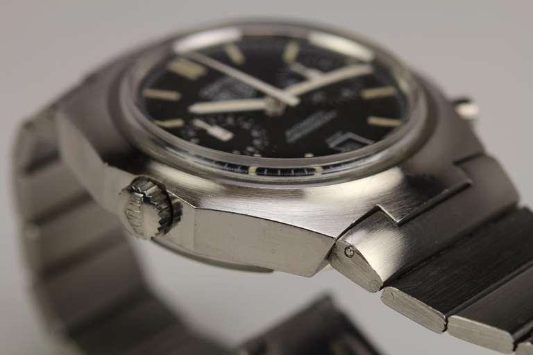Heuer Stainless Steel Cortina Chronograph Wristwatch circa 1970s 4