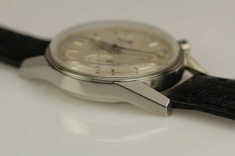 Heuer Carrera Stainless Steel Chronograph Wristwatch circa 1960s In Excellent Condition In Miami Beach, FL