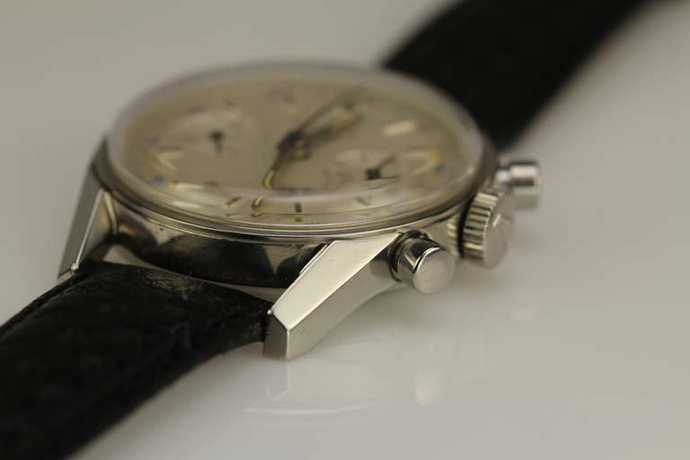 Men's Heuer Carrera Stainless Steel Chronograph Wristwatch circa 1960s