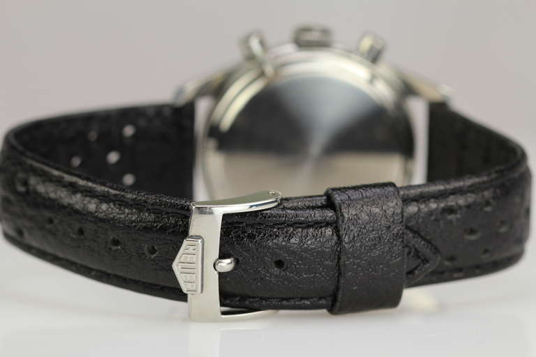Heuer Carrera Stainless Steel Chronograph Wristwatch circa 1960s 2