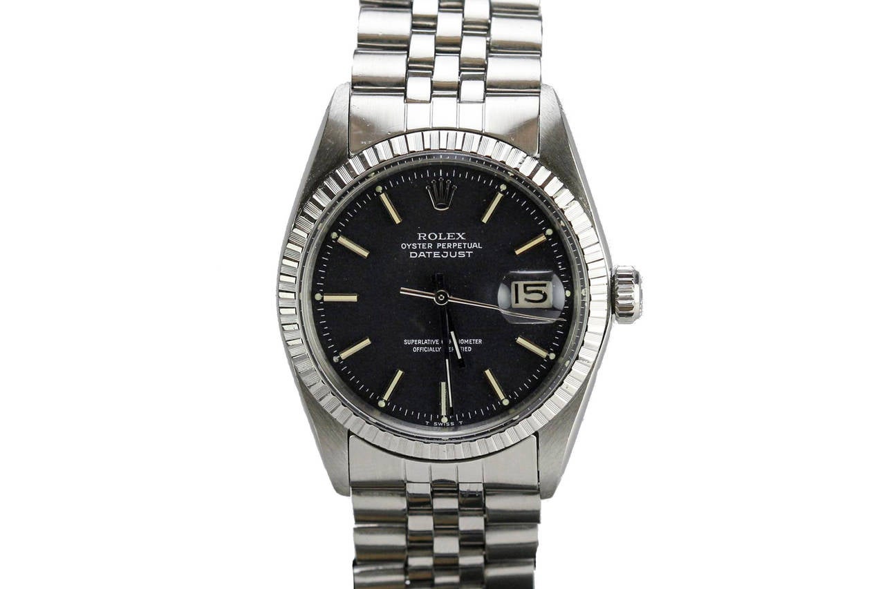 Rolex Stainless Steel Black Dial Datejust Wristwatch 1