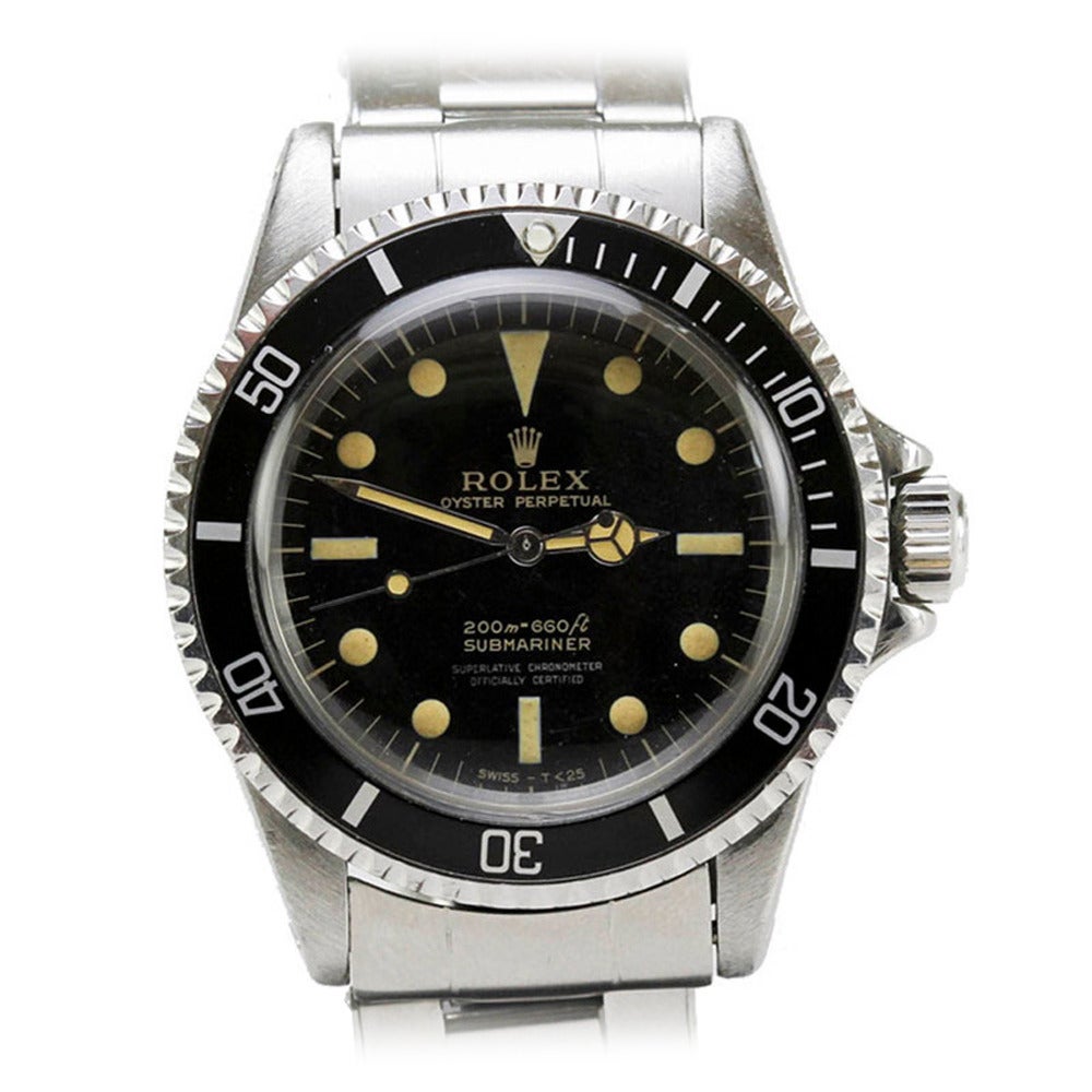 Rolex Stainless Steel Gilt Dial Submariner Wristwatch Ref 5512
