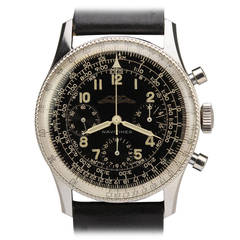 Retro Breitling Stainless Steel Navitimer Chronograph Wristwatch c. 1955