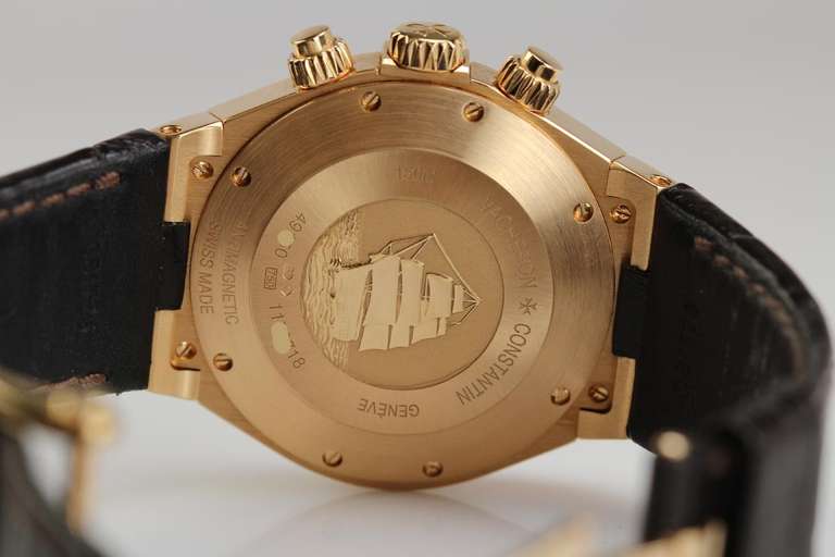 Vacheron Constantin Rose Gold Overseas Chronograph Wristwatch circa 2010s In Excellent Condition In Miami Beach, FL