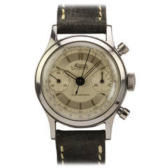 Minerva Stainless Steel Shock-Absorber Chronograph Wristwatch Ref 1335