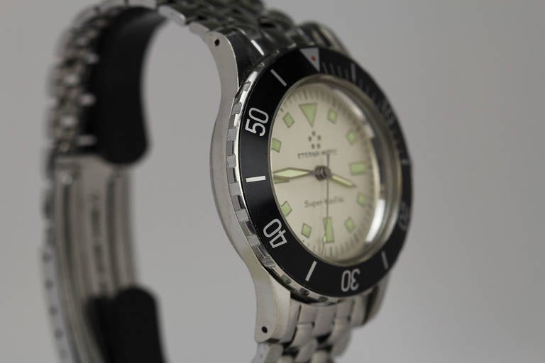 Eterna Stainless Steel Eternamatic Super Kon Tiki Wristwatch circa 1960s In Excellent Condition In Miami Beach, FL
