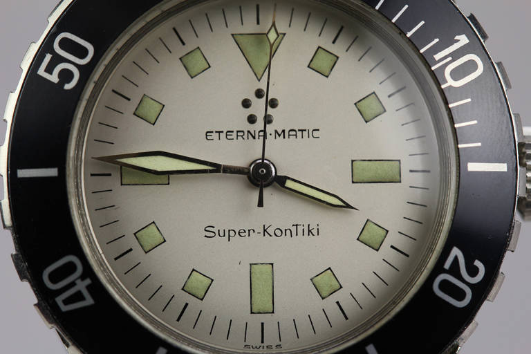 Men's Eterna Stainless Steel Eternamatic Super Kon Tiki Wristwatch circa 1960s