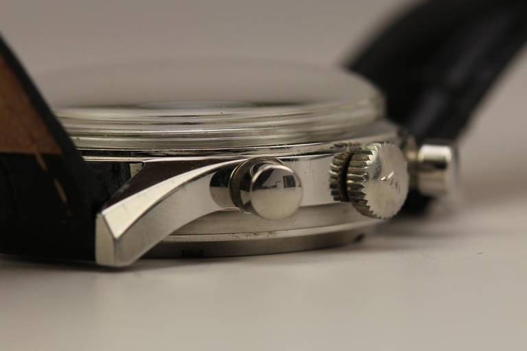 Wittnauer Edelstahl Profi-Chronograph Armbanduhr ca. 1950er Jahre 5