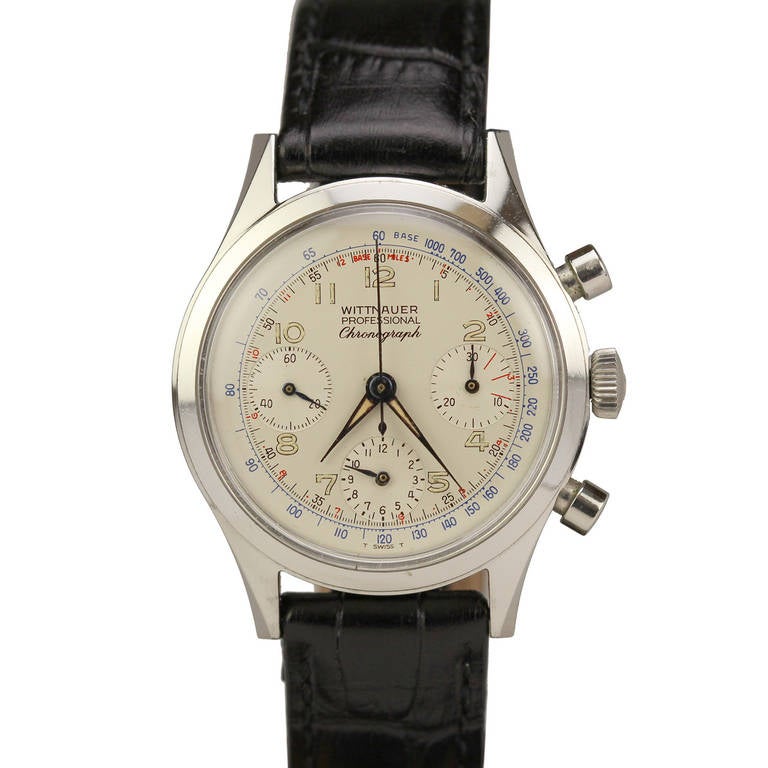 Wittnauer Stainless Steel Professional Chronograph Wristwatch circa ...