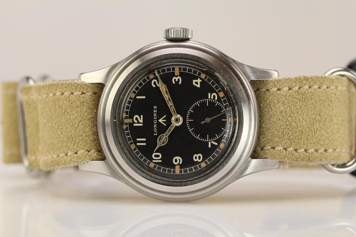 Longines Stainless Steel Broad Arrow Military Wristwatch Ref 23088 In Excellent Condition In Miami Beach, FL