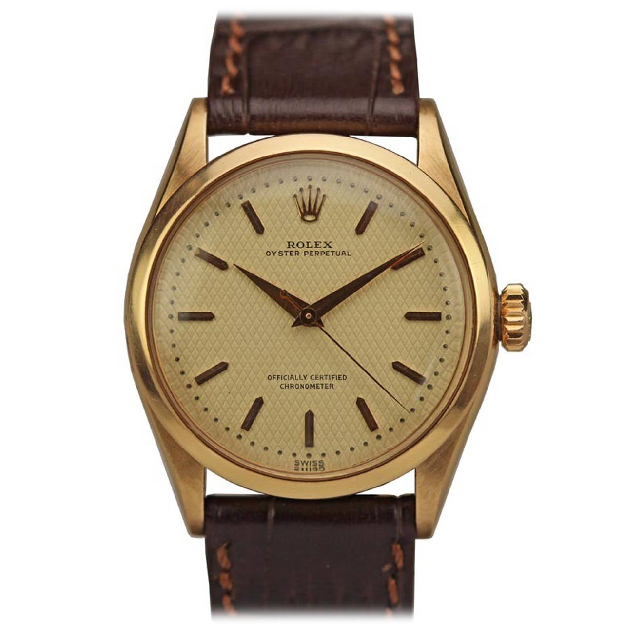 Rolex Rose Gold Chronometre Oyster Perpetual Wristwatch Ref 6284