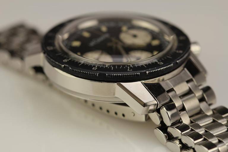 LeCoultre Stainless Steel Shark Chronograph Wristwatch circa 1960s 1