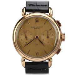 Baume & Mercier Rose Gold Chronograph Wristwatch circa 1950s