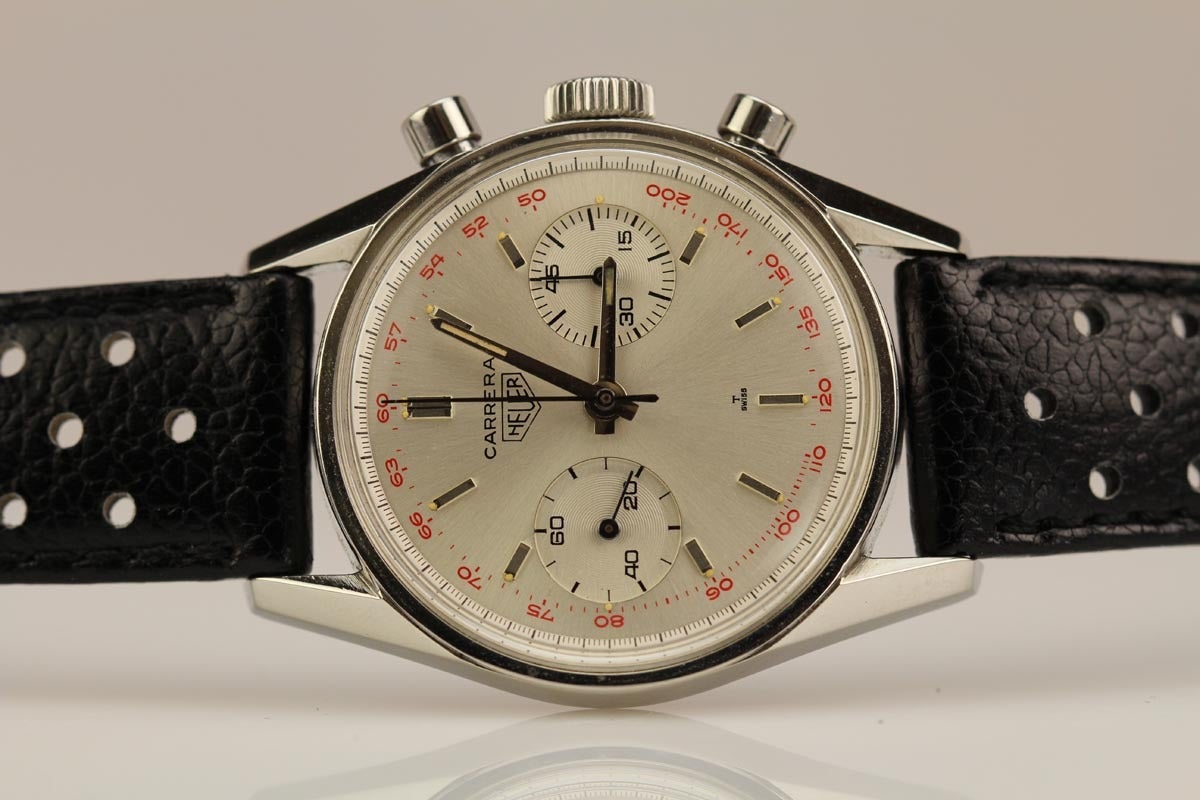 Heuer Stainless Steel Carrera Chronograph Wristwatch at 1stDibs