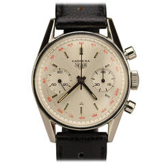 Vintage Heuer Stainless Steel Carrera Chronograph Wristwatch