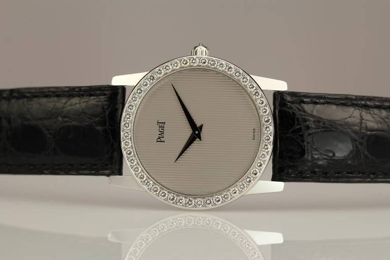 Piaget Lady's White Gold Diamond Wristwatch Ref 9895 4