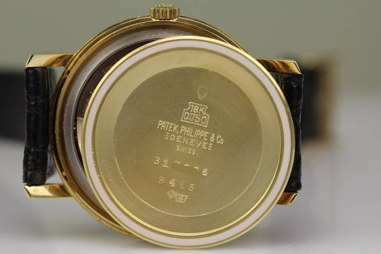Patek Philippe Yellow Gold Automatic Wristwatch Ref 3445 circa 1960s In Excellent Condition In Miami Beach, FL