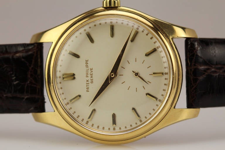 Patek Philippe Yellow Gold Wristwatch with Enamel Dial Ref 2526 circa 1950s 1