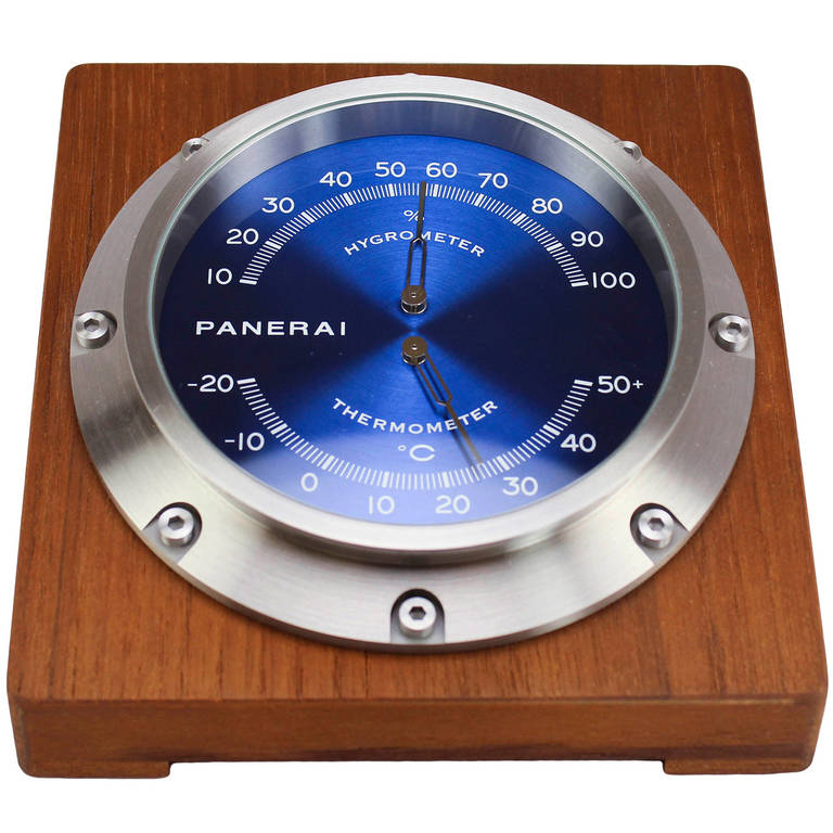 Panerai Hygrometer Thermometer Teak Wood Desk Instrument PAM 256
