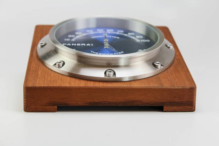Panerai Hygrometer Thermometer Teak Wood Desk Instrument PAM 256 In New Condition In Miami Beach, FL