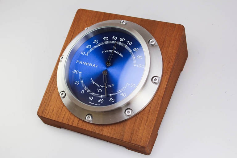 Men's Panerai Hygrometer Thermometer Teak Wood Desk Instrument PAM 256