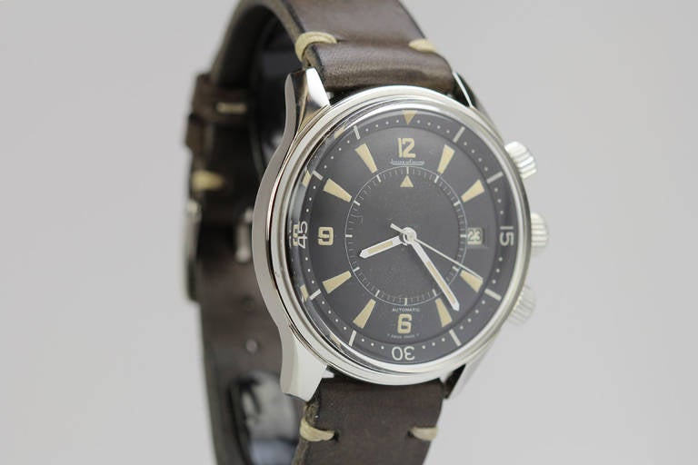 Jaeger-LeCoultre Stainless Steel Polaris Divers Alarm Wristwatch circa 1960s In Excellent Condition In Miami Beach, FL