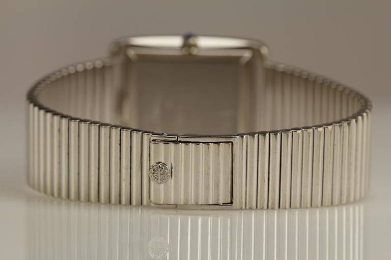 Patek Philippe White Gold Wristwatch with Bracelet and Lapis Dial Ref 3733/1 In Excellent Condition In Miami Beach, FL