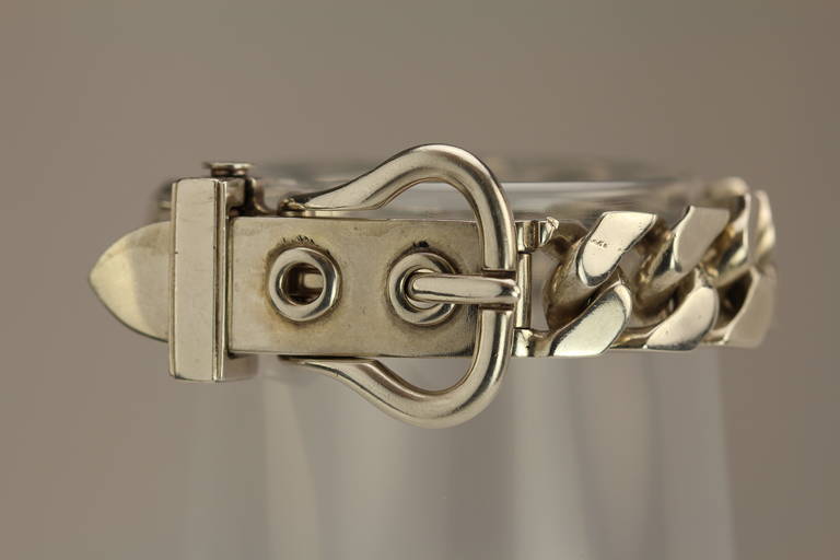 Hermes Sterling Silver Curb Link Buckle Bracelet 1