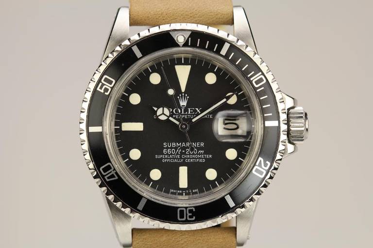 Rolex stainless steel Submariner wristwatch, Ref. 1680, with an original black dial, automatic movement.