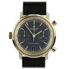 Retro Hamilton Stainless Steel Chrono-matic Chronograph Wristwatch circa 1960s