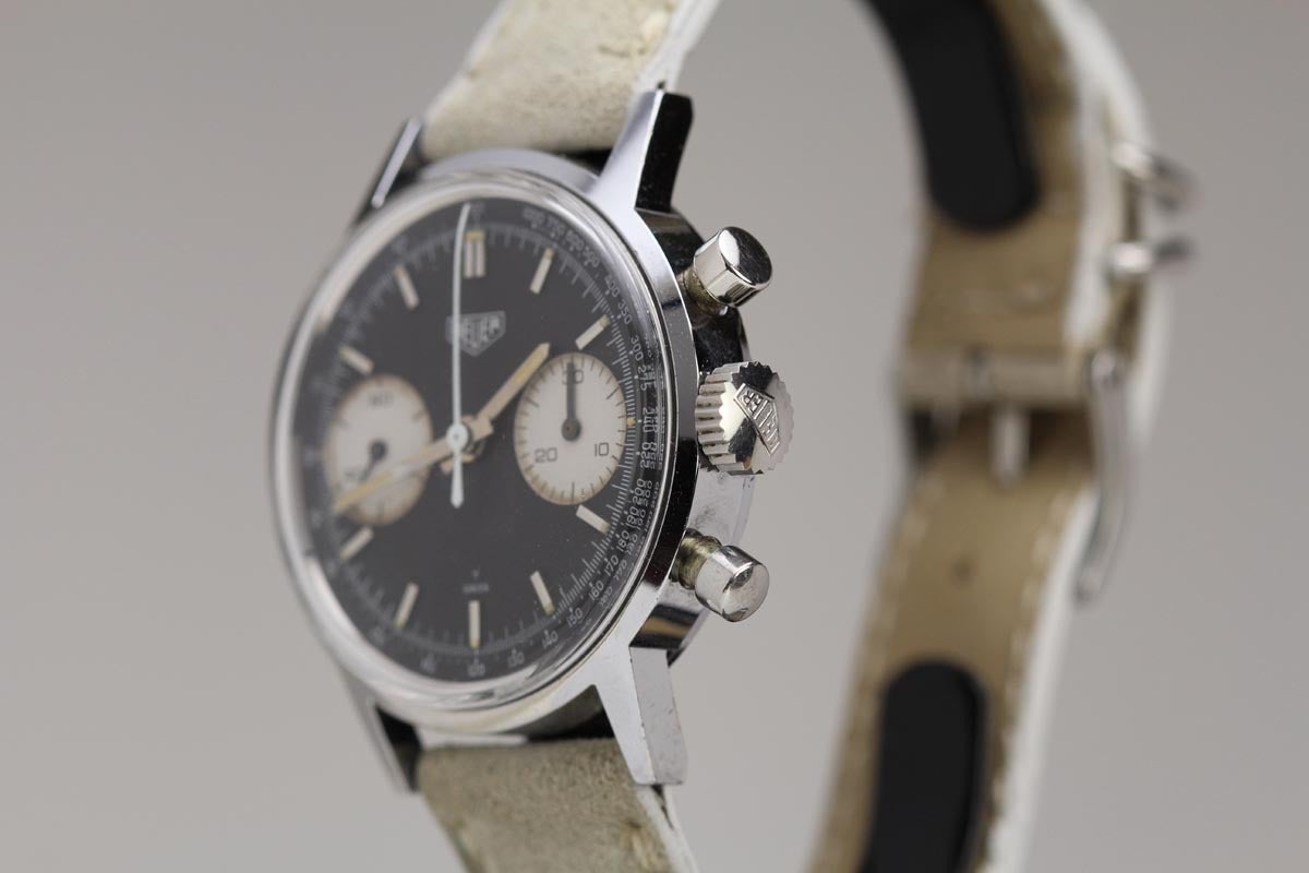 Heuer Stainless Steel Chronograph Wristwatch circa 1960s at 1stDibs