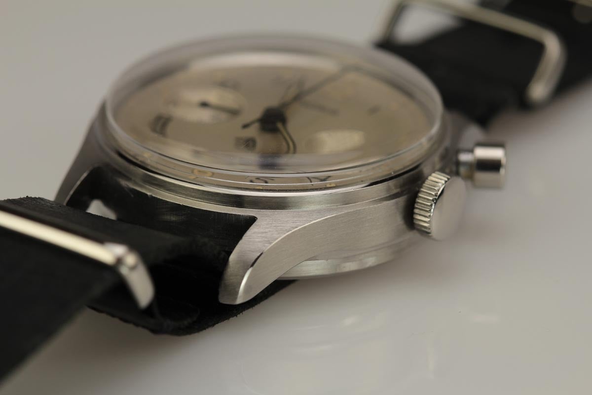 Lemania Stainless Steel Military Single-Button Chronograph Wristwatch 2