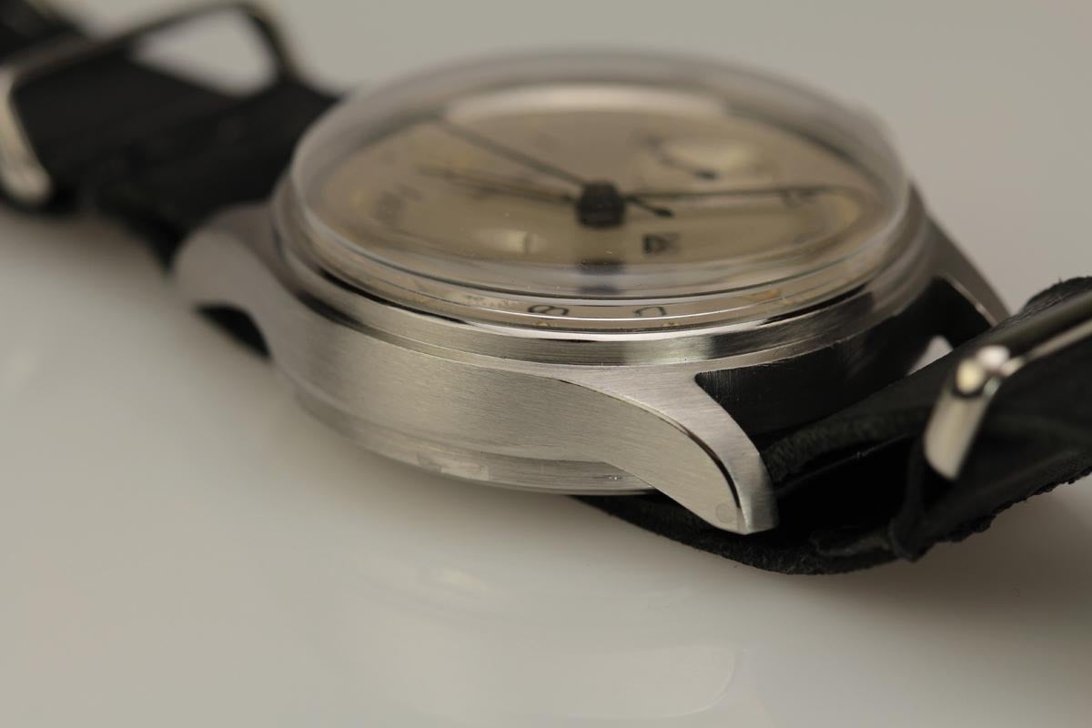 Lemania Stainless Steel Military Single-Button Chronograph Wristwatch 3