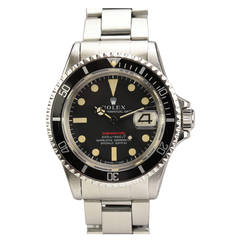 Rolex Stainless Steel Red Submariner Wristwatch Ref 1680