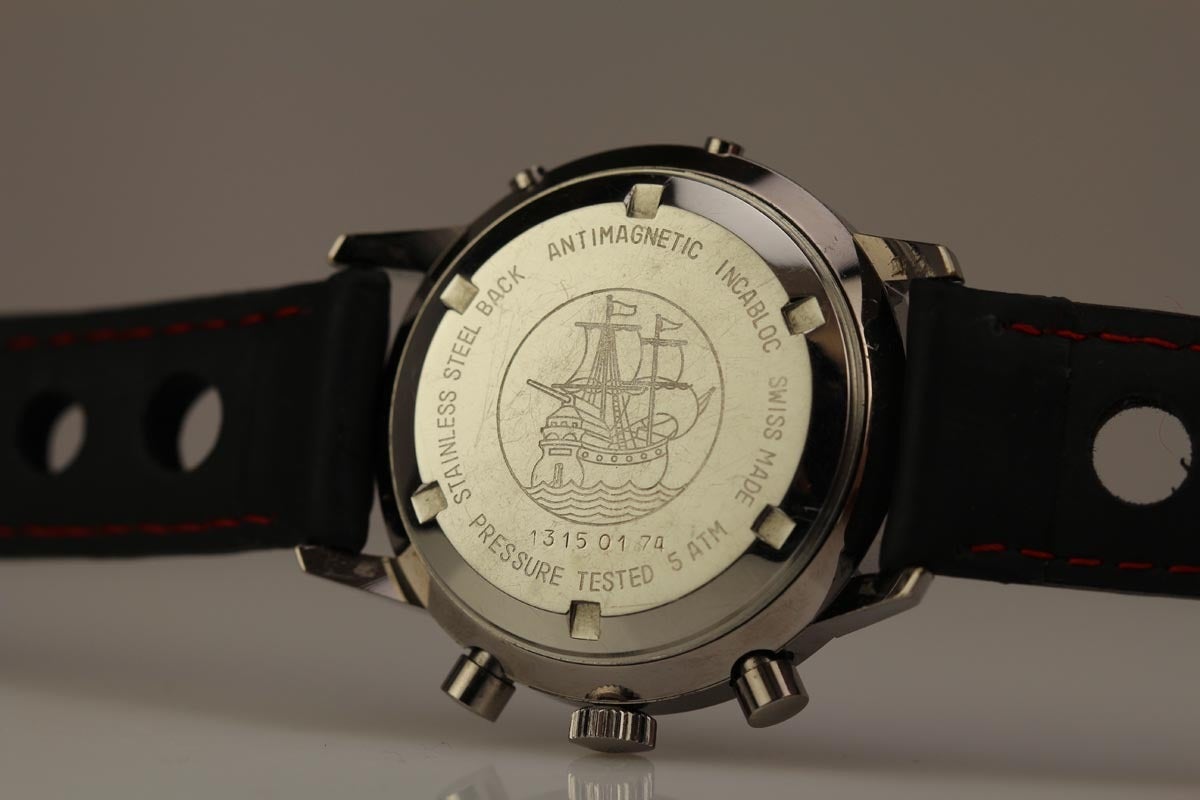 Wakmann Gigandet Stainelss Steel Chronograph Wristwatch circa 1970s 1